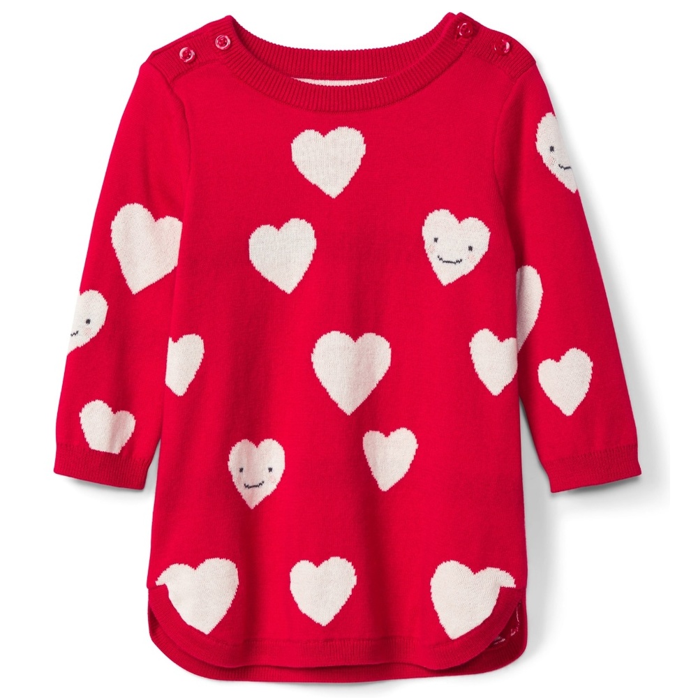 Baby Gap Girls Happy Heart Intarsia Sweater Dress
